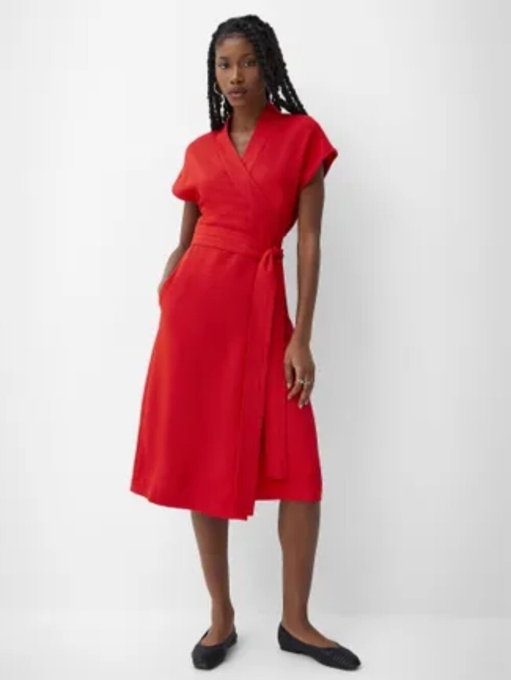 Simons ICONE Vibrant Red Wrap Midi Dress